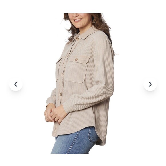 NWT Briggs Shirt Tan Waffle Button-Front Long Sleeves Relaxed Fit L Large - Picture 2 of 6
